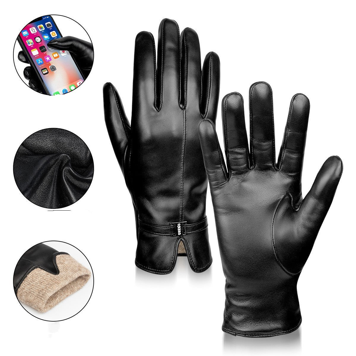 Gants tactiles en cuir